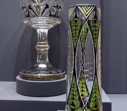Fuschale und Vase aus Kristallglas - Steinschnau und Haida